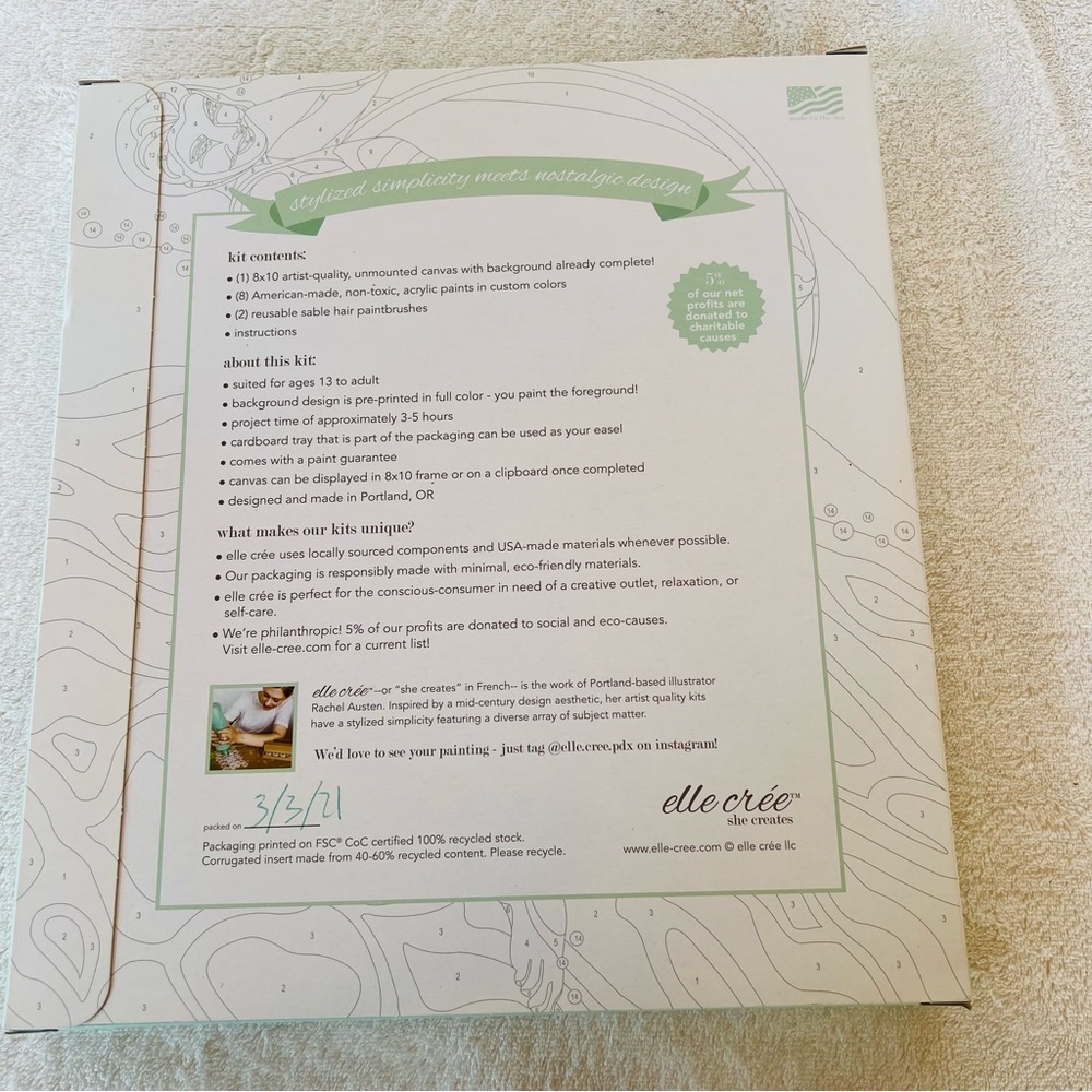 ELLE CREE PAINT BY NUMBER KIT SUCCULENT IN BIRD PLANTER NEW - Picture 2 of 4